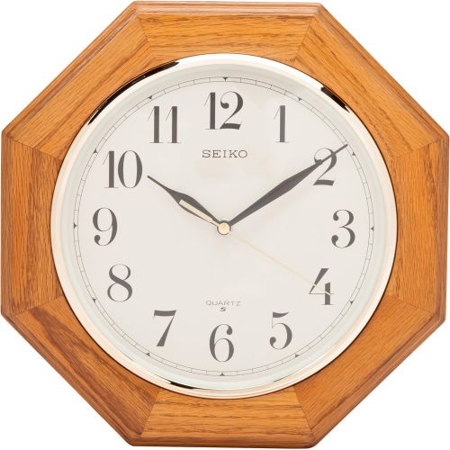 세이코 Seiko Wall Clock Medium Brown Solid Oak Case