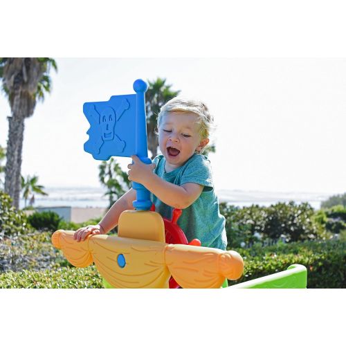  ECR4Kids IndoorOutdoor Buccaneer Boat with Pirate Flag Play Structure for Kids