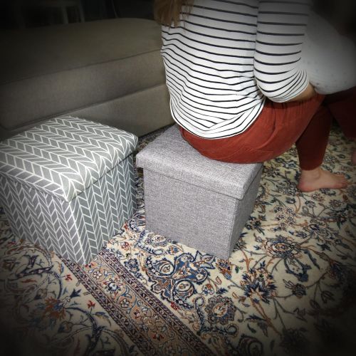  Folding Storage Ottoman - Toy Bin and Book Cube Organizer - Foot Rest Stool by Noras Nursery