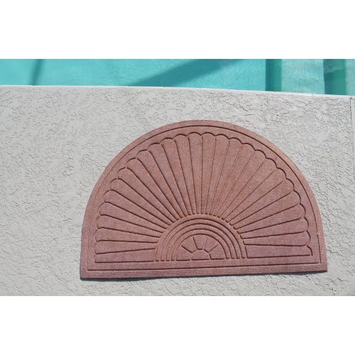  A1 Home Collections A1HCPR69-EP02 Half Round Sunburst, Skid Resistant,Waterhog Standard Doormat, Light Brown