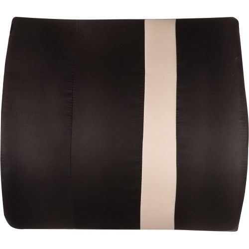  HealthSmart Vivi Relax-A-Bac Premium Lumbar Back Support Cushion Pillow with Insert and Strap, Great for Car, Black with Tan Stripe, 14 x 13 Inches