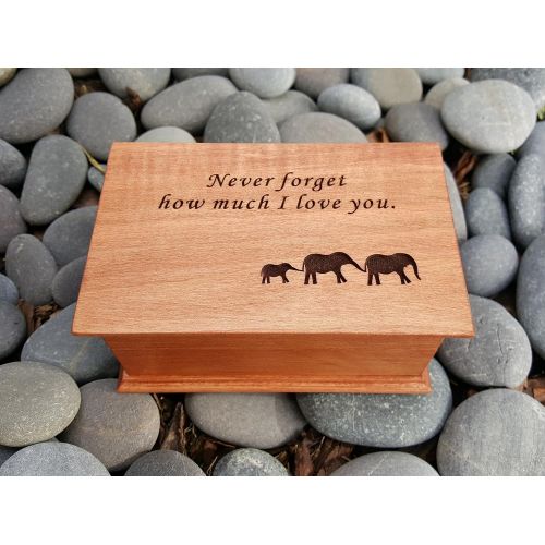  Simplycoolgifts jewelry box, music box, custom made music box, Never forget how much I love you, elephants, elephant family, handmade jewelry box, anniversary gift, simplycoolgifts