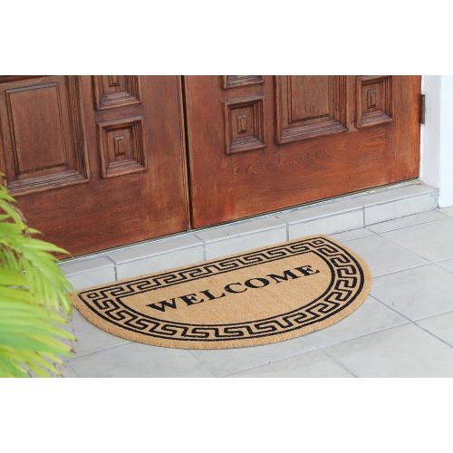  A1 Home Collections First Impression Half Round Grecian Flocked Entry Doormat, Large (24 L x 36 W)