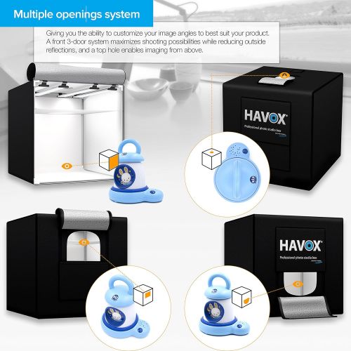  HAVOX - Photo Studio HPB-80XD - Dimension 32x32x32 - Dimmable LED LightingDaylight 5500k - 26,000 lumens - CRI 93 - Make your commercial photos e-commerce