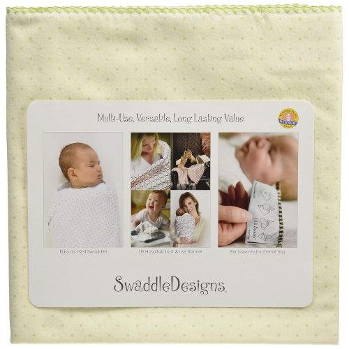  SwaddleDesigns Ultimate Swaddle, X-Large Receiving Blanket, Made in USA Premium Cotton Flannel, Pastel Polka Dots on Kiwi (Moms Choice Award Winner)