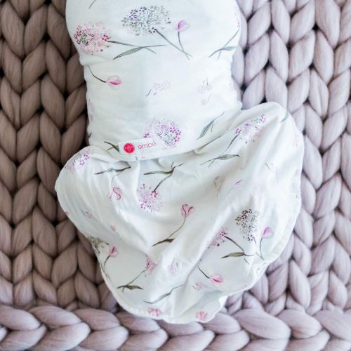  embe 2-Way Starter Swaddle Blanket, 5-14 lbs, Diaper Change w/o Unswaddling, Legs in and Out Design, Warm Up or Cool Down 100% Cotton, 0-3 Months (Pink Clustered Flowers)
