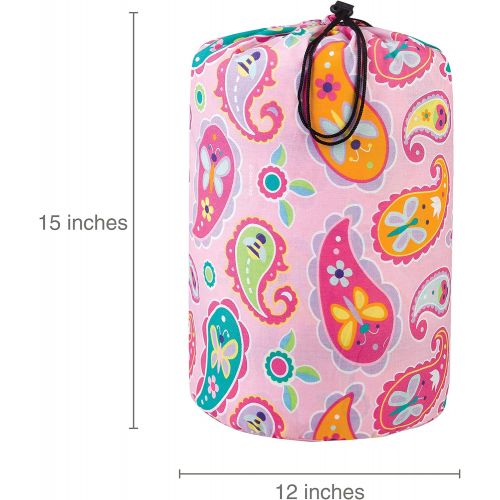  Wildkin Kids Original Sleeping Bag for Boys and Girls, Features Elastic Storage Strap & Storage Bag, Perfect Size for Slumber Parties, Camping, and Overnight Travel, BPA-free (Pais