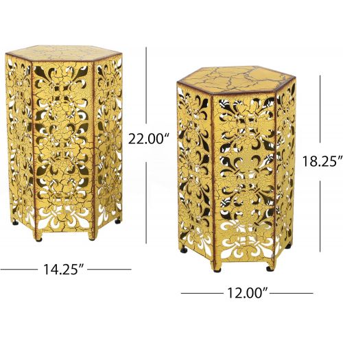  Christopher Knight Home (Set of 2) Utica Antique Style Yellow Accent Table