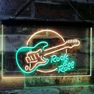 ADVPRO Rock & Roll Electric Guitar Band Room Music Dual Color LED Neon Sign Green & Yellow 16 x 12 st6s43-i2303-gy