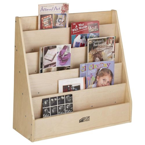  ECR4Kids Birch Streamline Book Display Stand, Wood Book Shelf Organizer for Kids, 5 Shelves, Natural