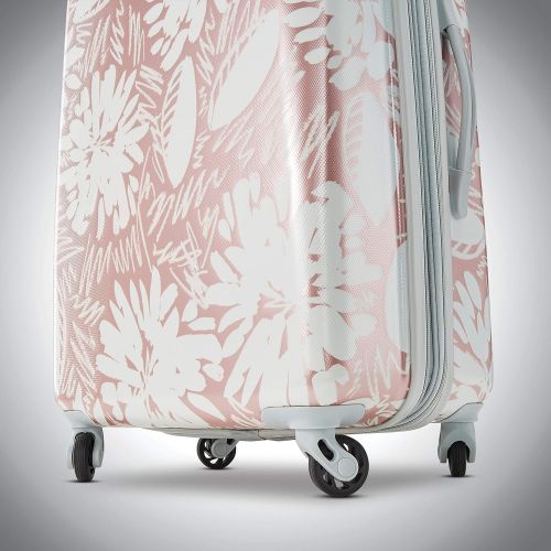  American Tourister Moonlight Hardside Expandable Carry On Luggage with Spinner Wheels, 21 Inch, Ascending Garden Rose Gold