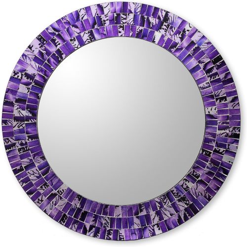  NOVICA Purple Caprice Glass Mosaic Wall Mirror