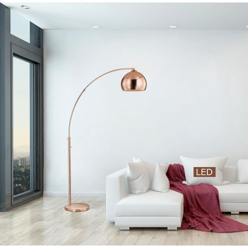  Artiva USA LED611108RC ALRIGO 80 LED Arch Floor Lamp with Dimmer, Rose Copper