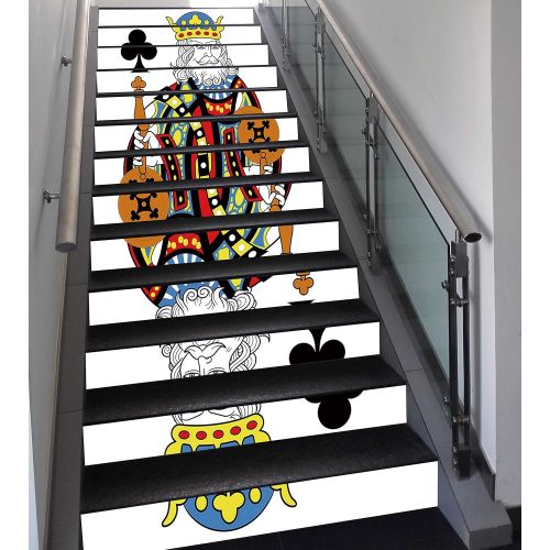 SCOCICI Stair Stickers Wall Stickers,13 PCS Self-Adhesive,King,King of Clubs Playing Gambling Poker Card Game...