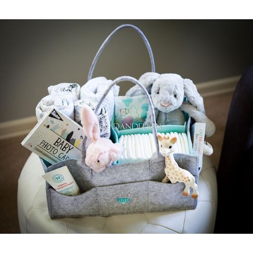  Lil Dandelion Baby Diaper Caddy Organizer - Baby Shower Gift Basket for Boy Girl | Nursery Storage Bin tote Changing Table | Cute Infant Gift Bag | Portable Travel Car Organizer | Newborn Regist