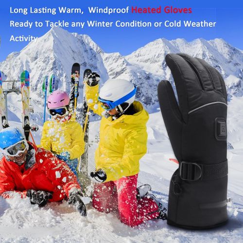  Autocastle Heated Gloves Includes 7.4V Li-ion Battery, Rechargeable Camping Hand Warmer Men Woman Mittens for Cold Winter Perfect for Snowboarding Shredding Shoveling Snowballs Riding Climbin