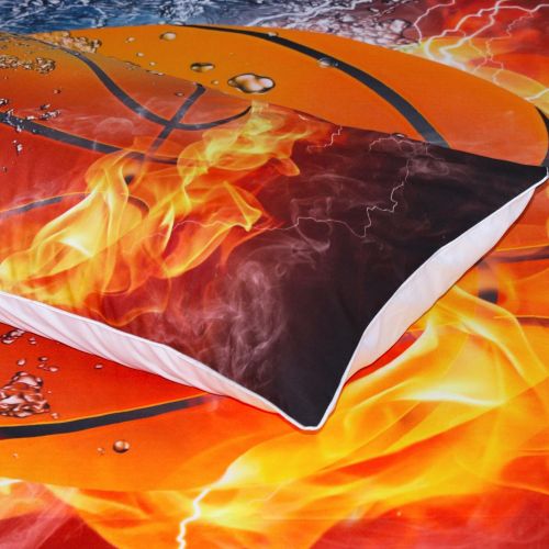  Boys bedding LELVA Microfiber 3D Printing Basketball Duvet Cover Sets Teen Boys Bedding with 2 Pillow Shams Water and Fire 3 Piece Full
