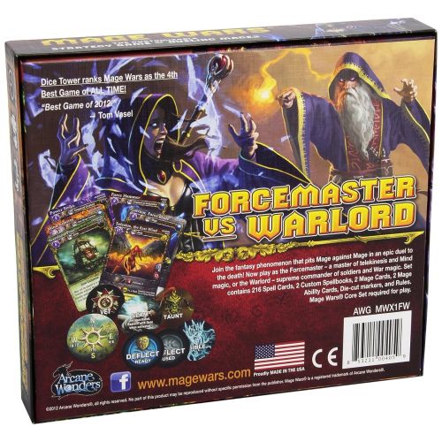  Arcane Wonders Mage Wars Forcemaster vs. Warlord Expansion Board Game