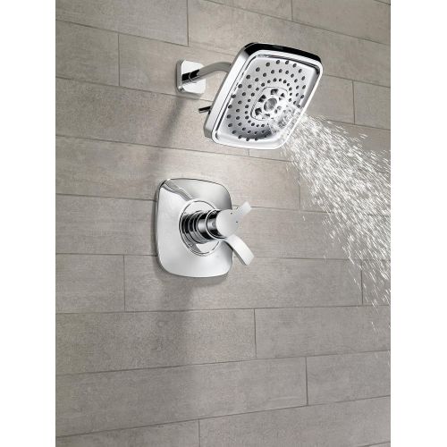  DELTA FAUCET Delta Faucet Tesla 17 Series Dual-Function Shower Trim Kit with Three-Spray Touch-Clean H2Okinetic Shower Head, Chrome T17252 (Valve Not Included)