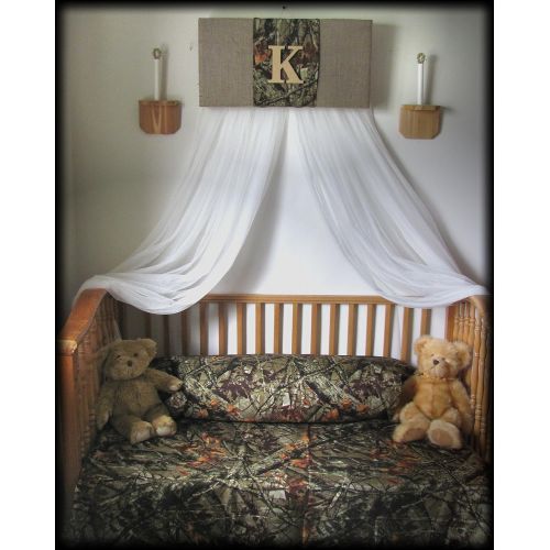  Crib Canopy boy nursery Bedroom Realtree Camouflage Mossy Oak cornice BuRLAP Camo Baby HunT WHITE sheer curtains Bed So Zoey Boutique SaLe