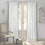 Elrene Home Fashions Rod Pocket Tassel Trim Single Panel Window Curtain Drape, 52x84, White