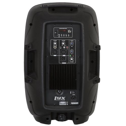  LyxPro SPA-15-15 Compact Portable PA System 180-Watt RMS Power Active Speaker with Equalizer, Bluetooth, SD Slot, USB, MP3, XLR, 14, 3.5mm Input