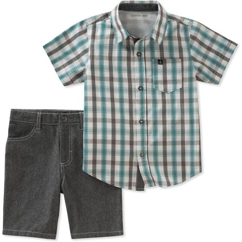 캘빈 클라인 Calvin+Klein Calvin Klein Baby Boys 2 Pieces Shirt Shorts Set