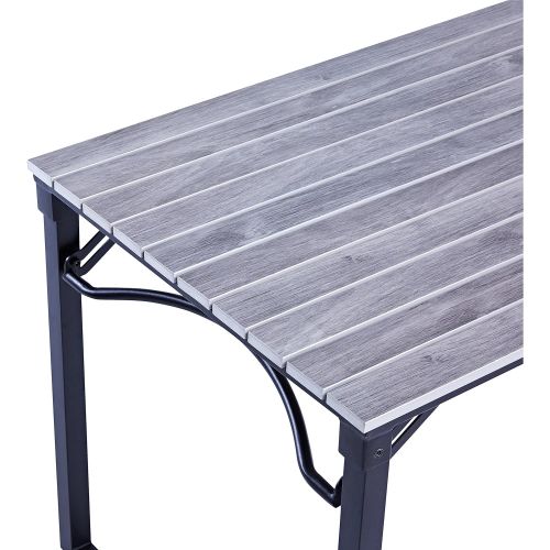  Care 4 Home LLC Folding Picnic Table and 2 Benches Set, Rust Resist Steel Frame, Patio Camping Furniture, Extra Seating, Space Saver, Functional, Outdoor Furniture, Grey Finish