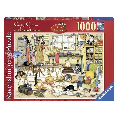  Ravensburger Crazy Cats - In the Craft Room, 1000pc Jigsaw Puzzle