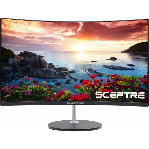  Sceptre NEW 24 Curved 75Hz Gaming LED Monitor Full HD 1080P HDMI VGA Speakers Ultra Thin 2020 (Machine Black)