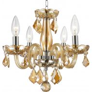Worldwide Lighting W83100C16-CL Clarion 4 Light Mini Crystal, 16 D x 12 H, Chrome Finish and Clear Crystal Chandelier