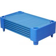 ECR4Kids Streamline Toddler Naptime Cot, Stackable Daycare Sleeping Cot for Kids, 40 L x 23 W, Assembled, Blue (set of 6)