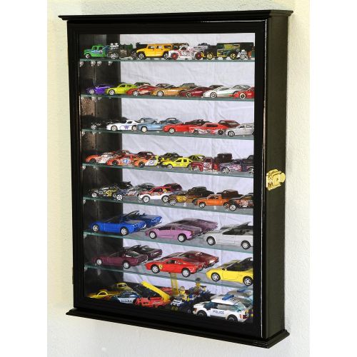  Unknown 7 Adjustable Shelves Mirrored Hot Wheels  Matchbox  Diecast Cars  164 143 Model Display Case Cabinet, Black