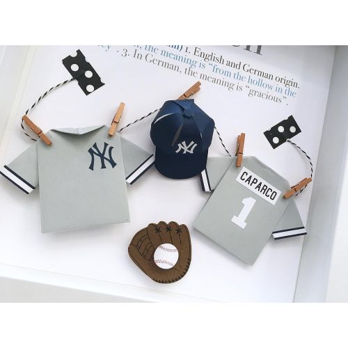  Paint & Paper Craft Personalized Baby Name Origin and Meaning Paper Origami Baseball New York Yankees Shadowbox Frame Newborn Baby Shower Nursery Decor Gift