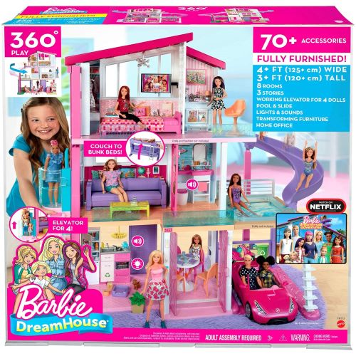 바비 Barbie Dreamhouse Dollhouse with Pool, Slide and Elevator