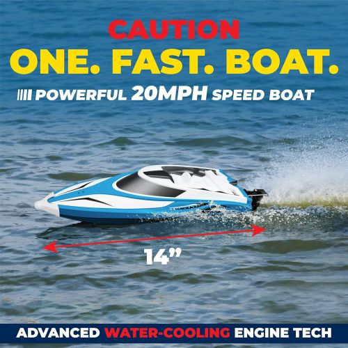  [아마존핫딜][아마존 핫딜] Force1 Velocity RC Boat - H102 Remote Control Boats for Pools and Lakes, 20+ mph High Speed Boat Toys (Blue)