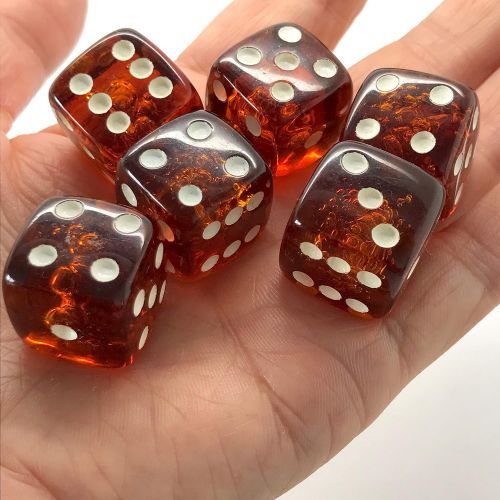 제네릭 Generic x6 Proper size Amber Dice set for Board games and Gambling