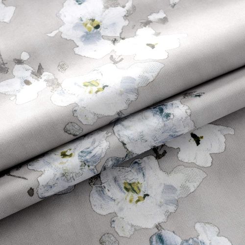  DriftAway Mackenzie ThermalRoom Darkening Grommet Unlined Window Curtains, Blossom Floral Pattern, Living Room, Bedroom, Energy Efficient, Set of Two Panels (BlueGray, 52X84)