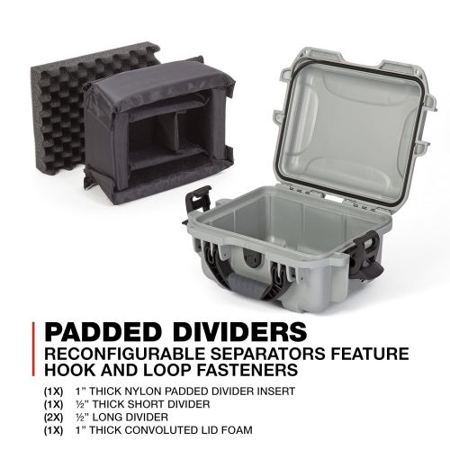 Nanuk 905 Waterproof Hard Case with Padded Dividers - Silver
