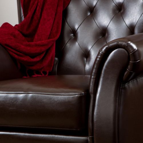  Great Deal Furniture Solvang Tufted Brown Leather Club Chair