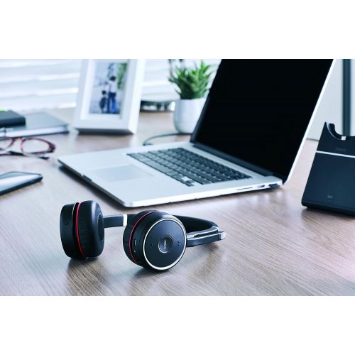 자브라 Jabra Evolve 75 UC Stereo Wireless Bluetooth HeadsetMusic Headphones Including Link 370 (U.S. Retail Packaging)