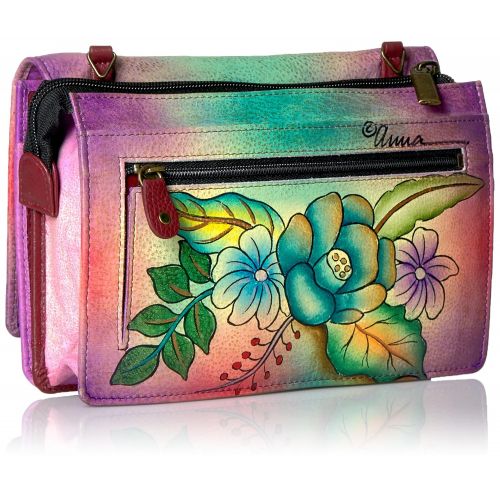  Anna by Anuschka Hand Painted Leather Organizer Wallet On String | Tropical Bouquet