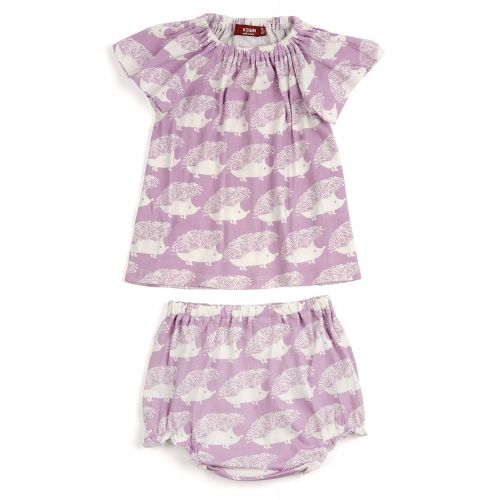  MilkBarn Milkbarn Peasant Dress Bloomer Set (6-12 Months, Lavender Hedgehog)