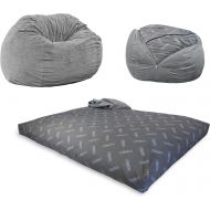 상세설명참조 CordaRoys Chenille, Convertible Chair Folds Bed, As Seen on Shark Tank-Moss, King Size Bean Bag