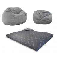 CordaRoys Chenille Bean Bag Chair, Convertible Chair Folds from Bean Bag to Bed, As Seen on Shark Tank - Navy, Full Size