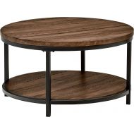 Stone & Beam Larson Industrial Wood & Metal Round Coffee Table, 33D, Walnut