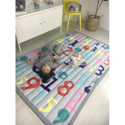  Mangadua Large Thicken Cotton Baby Playmat Educational Crawling Mat Nursery Rug Activity Gym (Meteor)
