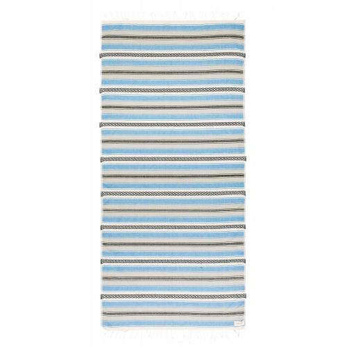  Mebien Bersuse 100% Cotton - San Jose Turkish Towel - Peshtemal Bath Beach Towel - Mexican Blanket - Oeko-TEX - 35 x 71 Inches, Blue (Set of 3)