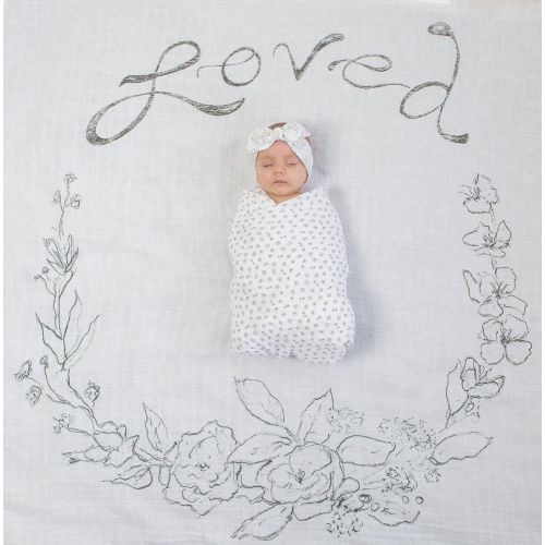  Amazing Baby Swaddle Studio Milestone Muslin Blankets, Set of 3, Loved Wreath, Black