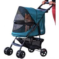 Pet Gear No-Zip Happy Trails Pet Stroller for Cats/Dogs, Zipperless Entry, Easy Fold with Removable Liner, Storage Basket + Cup Holder
